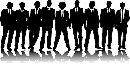 A group of nine business people in black silhouette Stock Photo - Budget Royalty-Free & Subscription, Code: 400-04936936