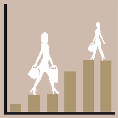 simsearch:400-04284048,k - Graph showing rising profits with women silhouettes Fotografie stock - Microstock e Abbonamento, Codice: 400-04937047