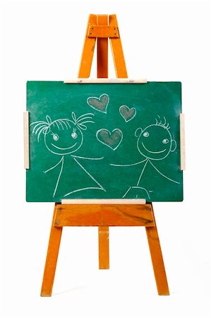 simsearch:400-06178203,k - girl and boy in love drawing on chalk board Stockbilder - Microstock & Abonnement, Bildnummer: 400-04937089