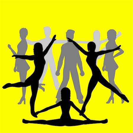 Silhouettes of people dancing Stock Photo - Budget Royalty-Free & Subscription, Code: 400-04937443