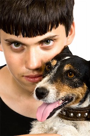 teenager and his jack russell terrier doggie, pet Foto de stock - Super Valor sin royalties y Suscripción, Código: 400-04937660