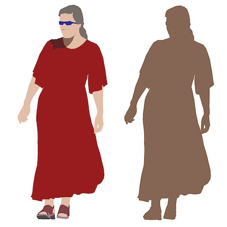 simsearch:400-06795988,k - Young walking woman in long red dress. Vector silhouette Foto de stock - Super Valor sin royalties y Suscripción, Código: 400-04938006