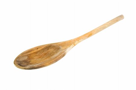 spoon antique - old wooden spoon isolated on a white background Stock Photo - Budget Royalty-Free & Subscription, Code: 400-04938251