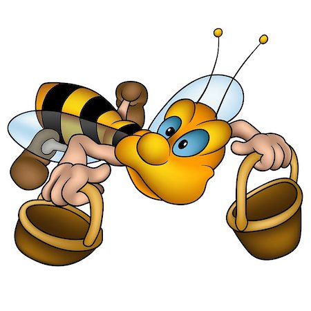 simsearch:400-03933016,k - Little wasp 10 - High detailed and coloured illustration - Flying little wasp with baskets Foto de stock - Super Valor sin royalties y Suscripción, Código: 400-04938724