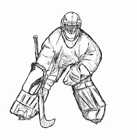 black and white goal-keeper drawing, goal-keeper ready for a shot Stock Photo - Budget Royalty-Free & Subscription, Code: 400-04938772