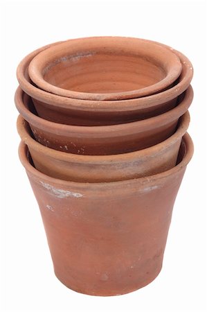 Pile of ceramic flower pots, isolated on white background Stock Photo - Budget Royalty-Free & Subscription, Code: 400-04939257
