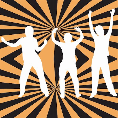 simsearch:400-04969579,k - Dancing silhouettes on a retro background Stock Photo - Budget Royalty-Free & Subscription, Code: 400-04939361