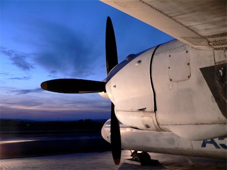 simsearch:400-08503664,k - Retro plane on stop in the evening Stock Photo - Budget Royalty-Free & Subscription, Code: 400-04939521