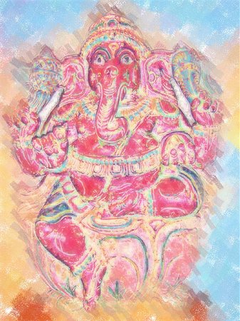 2d ganesha painting - computer generated illustration Stock Photo - Budget Royalty-Free & Subscription, Code: 400-04932039