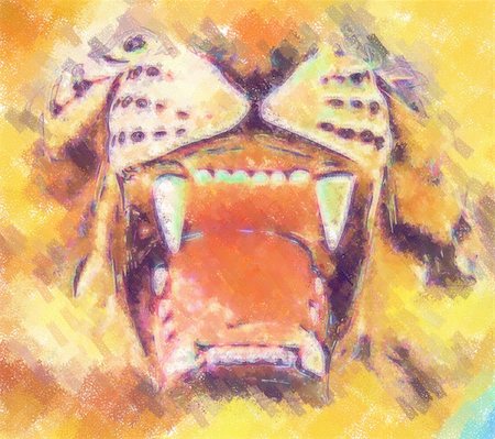 retro tiger backgrounds - 2d picture painting - computer generated illustration Stock Photo - Budget Royalty-Free & Subscription, Code: 400-04932055