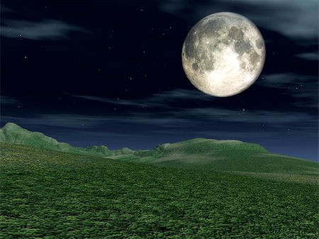 simsearch:400-04474126,k - The moon in the nighttime sky in an landscape. Stock Photo - Budget Royalty-Free & Subscription, Code: 400-04932331