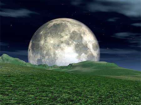 simsearch:400-04474126,k - The moon in the nighttime sky in an landscape. Stock Photo - Budget Royalty-Free & Subscription, Code: 400-04932332