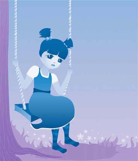 Sad little girl swings from a tree... cute as a button, but blue as can be Stock Photo - Royalty-Free, Artist: velusariot, Image code: 400-04933363