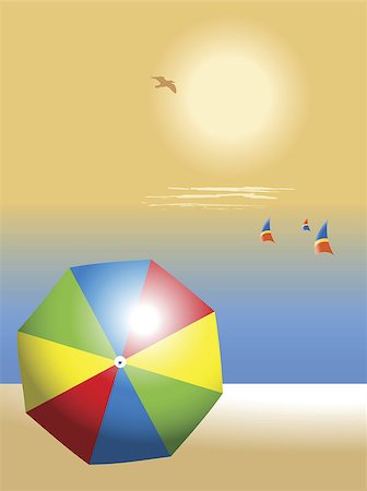seagulls on sand - beach with colorful umbrella and sailing boats, holiday concept Stock Photo - Budget Royalty-Free & Subscription, Code: 400-04933722