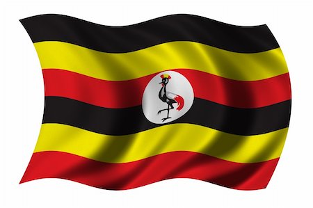 Flag of Uganda waving in the wind - clipping path included Stock Photo - Budget Royalty-Free & Subscription, Code: 400-04933752