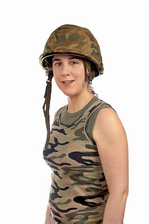 A beautiful soldier girl portrait on white background Photographie de stock - Aubaine LD & Abonnement, Code: 400-04944532