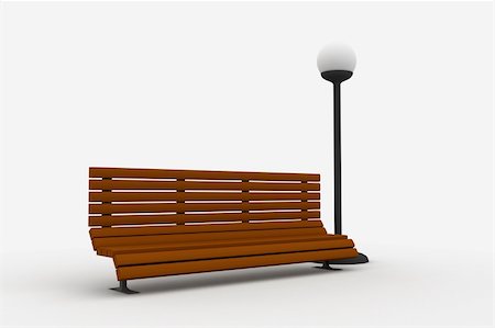 3D illustration of bench and street lamp Stock Photo - Budget Royalty-Free & Subscription, Code: 400-04945076