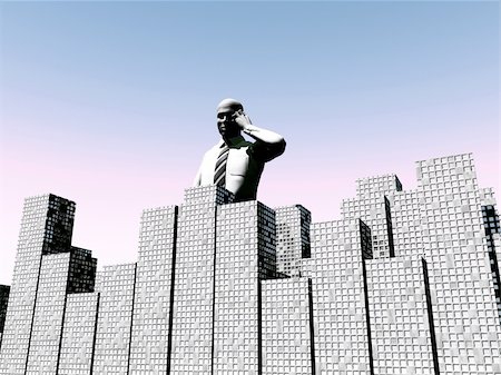 An conceptual image of a man standing over a city that he works in. Foto de stock - Super Valor sin royalties y Suscripción, Código: 400-04945226