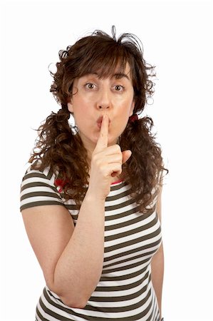 sad and quiet woman - Young student woman making a gesture to be silence Stock Photo - Budget Royalty-Free & Subscription, Code: 400-04945765