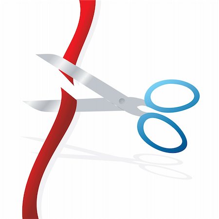 ribbon cutting scissors - An illustration of a grand opening of a store witht the ribbon cut Stock Photo - Budget Royalty-Free & Subscription, Code: 400-04946089