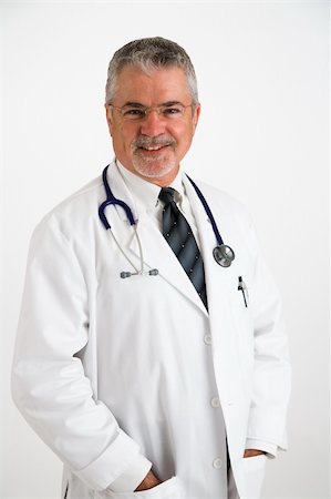 pblscooter (artist) - Happy doctor wearing a while lab coat and stethoscope around his neck with hands in pockets Stock Photo - Budget Royalty-Free & Subscription, Code: 400-04946650