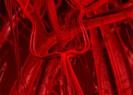 simsearch:400-04946673,k - 3D rendering of blood arteries. Focus in the middle of artery while distant arteries and veins are out of focus. Lightning focus also in the center and darker to the distance. Stock Photo - Budget Royalty-Free & Subscription, Code: 400-04946672