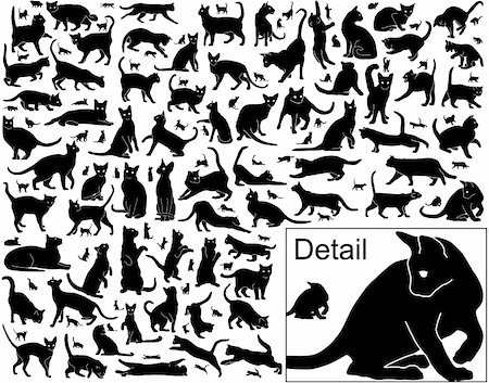 simsearch:400-05144395,k - Collection of vector black cats in various positions with basic outlines included Foto de stock - Super Valor sin royalties y Suscripción, Código: 400-04946739