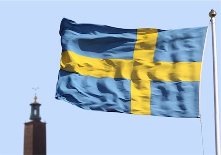 stockholm city hall - Stockholms city hall 1 and a flag Stock Photo - Budget Royalty-Free & Subscription, Code: 400-04947638