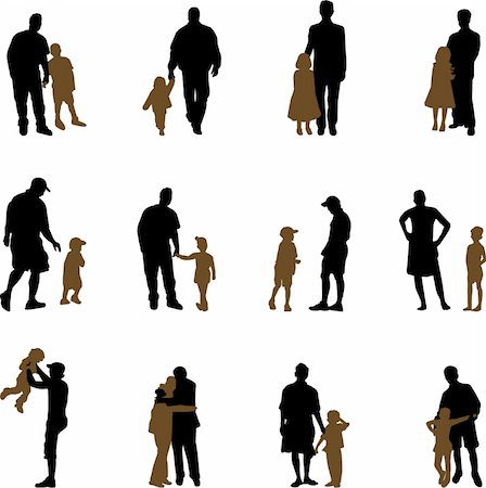 family picnics play - father and children silhouettes Stock Photo - Budget Royalty-Free & Subscription, Code: 400-04947674