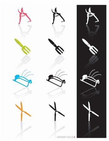 Colorful set of icons of garden tools in 3 styles; Easy edit vector art Stock Photo - Budget Royalty-Free & Subscription, Code: 400-04947695
