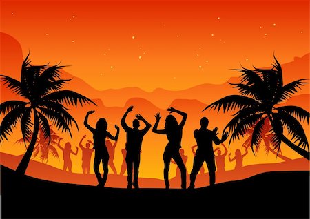 rave - Group of people dancing on a beach. Stock Photo - Budget Royalty-Free & Subscription, Code: 400-04947750