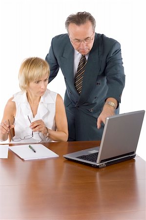 businesspeople at the wood desk + laptop Stock Photo - Budget Royalty-Free & Subscription, Code: 400-04940997