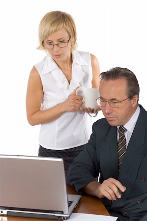 businesspeople at the wood desk + laptop Stock Photo - Budget Royalty-Free & Subscription, Code: 400-04941003