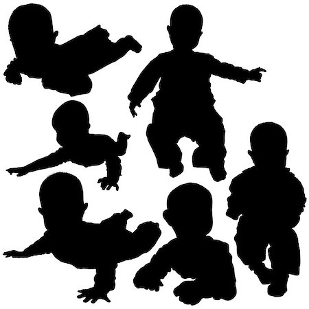 Silhouettes - Baby 2 - High detailed black and white illustrations. Foto de stock - Super Valor sin royalties y Suscripción, Código: 400-04941094
