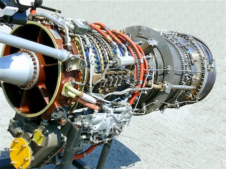 An open jet engine from a fighter jet in Hamilton Ware plane Museum. Fotografie stock - Microstock e Abbonamento, Codice: 400-04941135