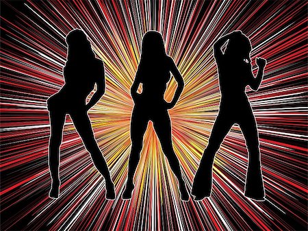 Three sexy women on an exploding red and white background Stock Photo - Budget Royalty-Free & Subscription, Code: 400-04941172