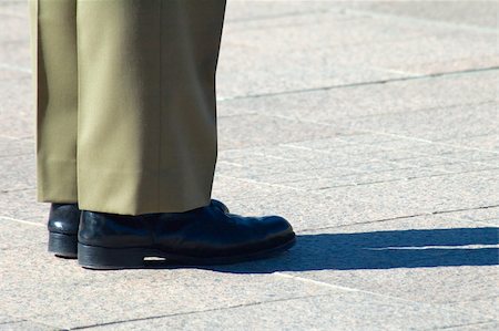 detail photo of australian soldier's shoes, he was standing in attention Stockbilder - Microstock & Abonnement, Bildnummer: 400-04941264