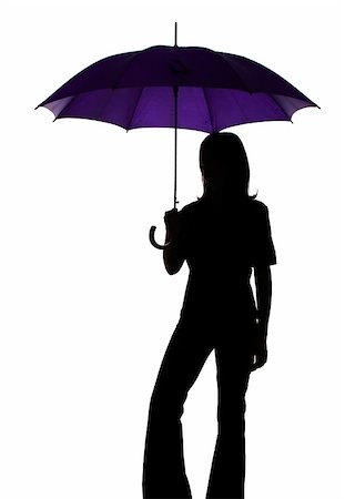 silhouette girl with umbrella - isolated on white silhouette of woman with umbrella Stock Photo - Budget Royalty-Free & Subscription, Code: 400-04941328