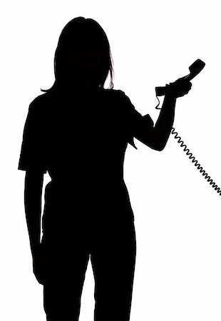 isolated on white silhouette of woman on the phone Stock Photo - Budget Royalty-Free & Subscription, Code: 400-04941330