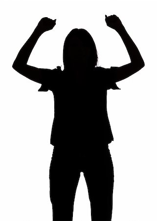 isolated on white silhouette of woman with arms up Stock Photo - Budget Royalty-Free & Subscription, Code: 400-04941331