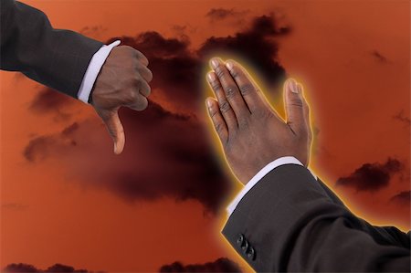 This is an image of two hands put against each other to represent "Faith and Doubt". The white glow round the fingers emphasises "divinity". Stock Photo - Budget Royalty-Free & Subscription, Code: 400-04941737