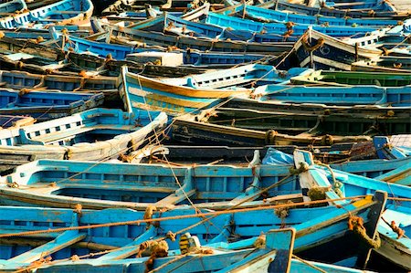 Port of essaouira in Morocco - blue fisher boats Photographie de stock - Aubaine LD & Abonnement, Code: 400-04941775