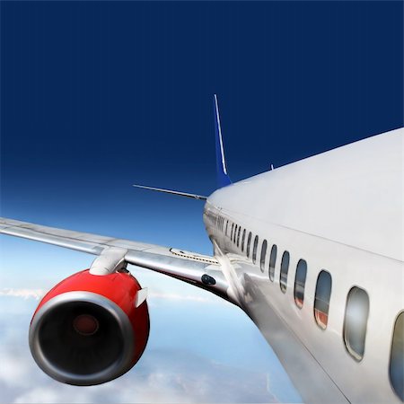 elevated sky - wings and engines of aircraft Stock Photo - Budget Royalty-Free & Subscription, Code: 400-04941838