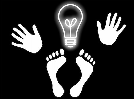 Hands, feet and a light bulb as head to represent genial idea Stock Photo - Budget Royalty-Free & Subscription, Code: 400-04942044