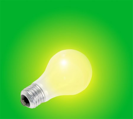yellow light bulb with green background Foto de stock - Royalty-Free Super Valor e Assinatura, Número: 400-04942565