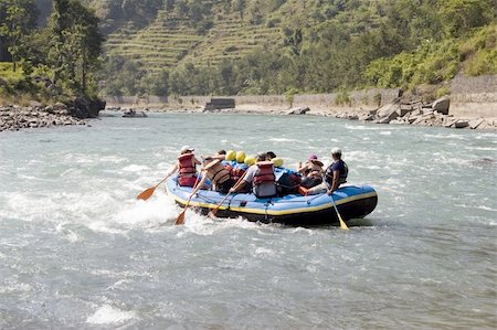 Whitewater Rafting on the Bhote Koshi in Nepal. The river has class 4-5 rapids. Stock Photo - Budget Royalty-Free & Subscription, Code: 400-04942799