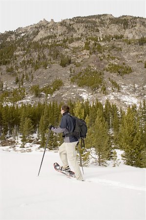 Snowshoeing up the Lake Fork in Montana's Beartooth Mountains. Stock Photo - Budget Royalty-Free & Subscription, Code: 400-04942810