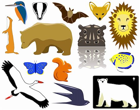 Selection of vector animal designs and pictograms Foto de stock - Super Valor sin royalties y Suscripción, Código: 400-04943295