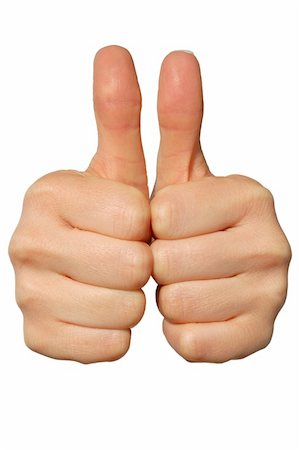 Double Thumbs Up! Isolated on white Background. Stock Photo - Budget Royalty-Free & Subscription, Code: 400-04943486