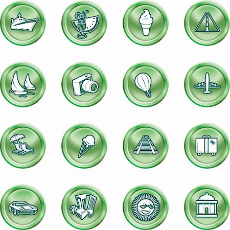 simsearch:400-04899973,k - A series of icons relating to vacations, travel and tourism. No meshes used. Photographie de stock - Aubaine LD & Abonnement, Code: 400-04955165